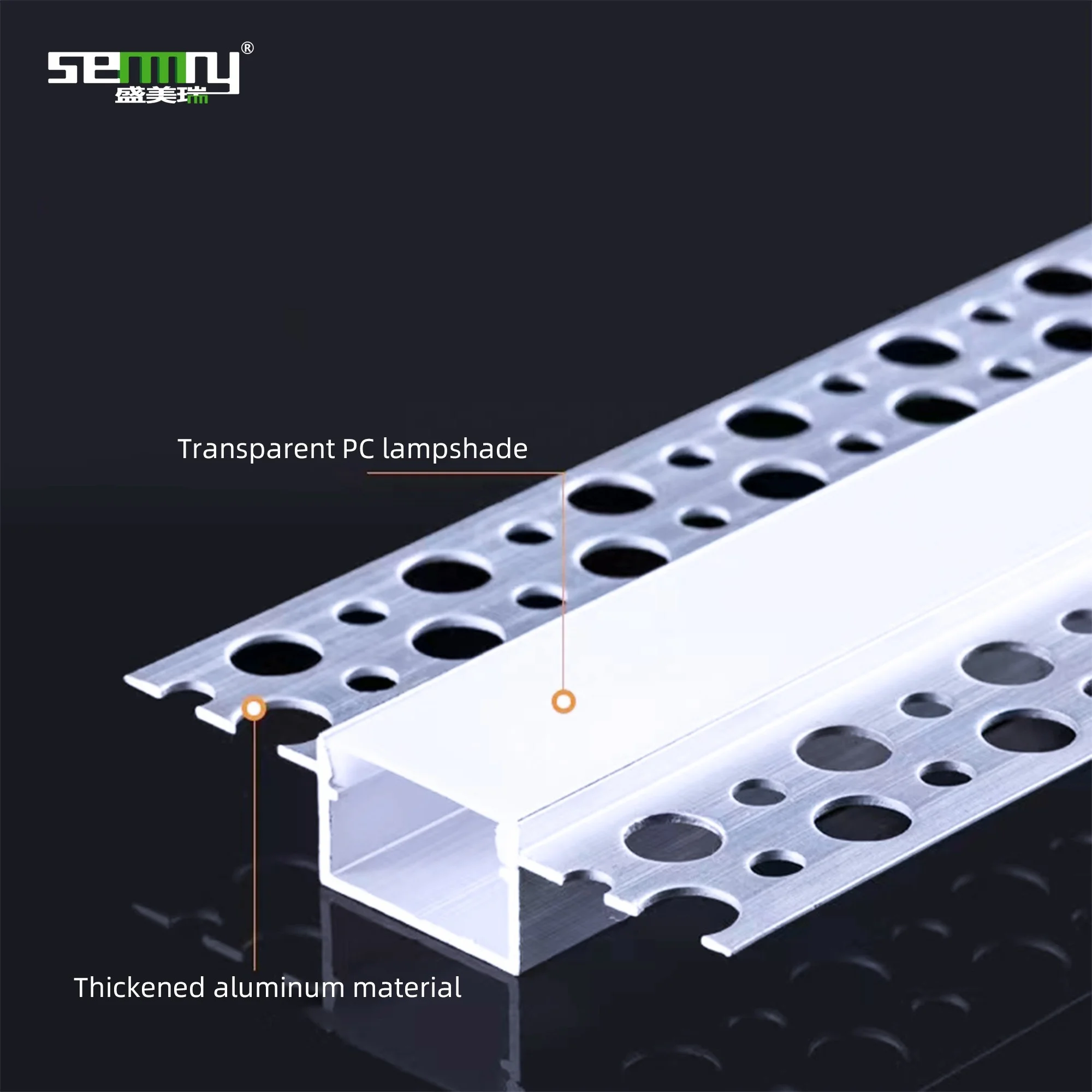 Aluminum extrusion recessed drywall gypsum wall profile for ceiling plaster Led channel diffuser led strip light