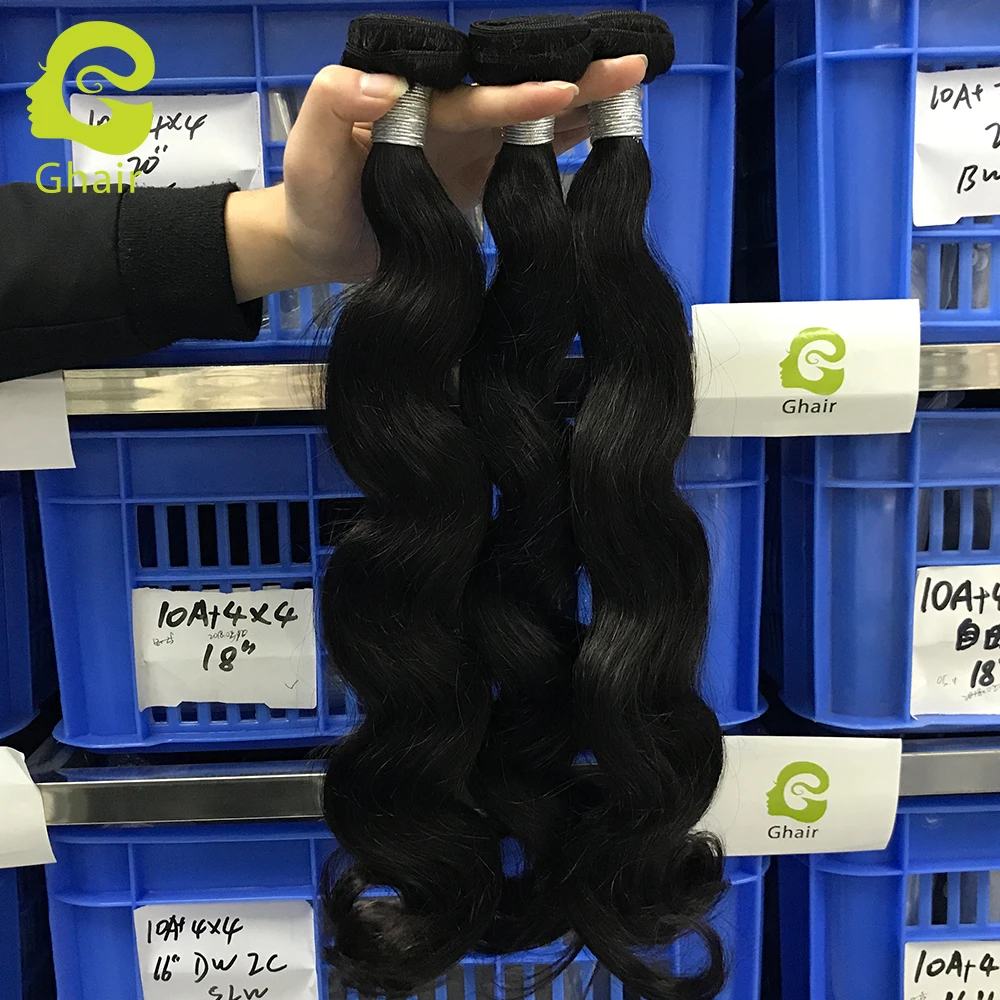 Wholesale Malaysian virgin human hair natural color body wave bundles
