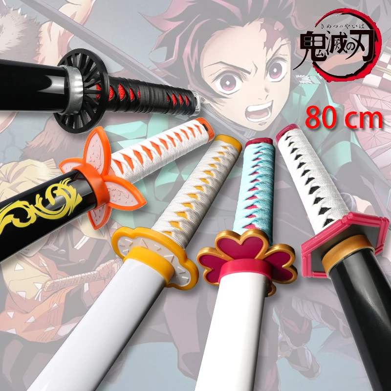 2022 amazon hotsale 80CM New Upgrade Demon Slayer Anime Sword Weapon Prop Zenitsu Tanjirou Mitsuri Kokushibou Katana Swords