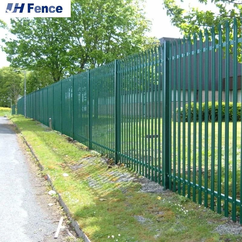 Black Color 6FT 8FT High Pressed Top Steel Fence steel picket fence