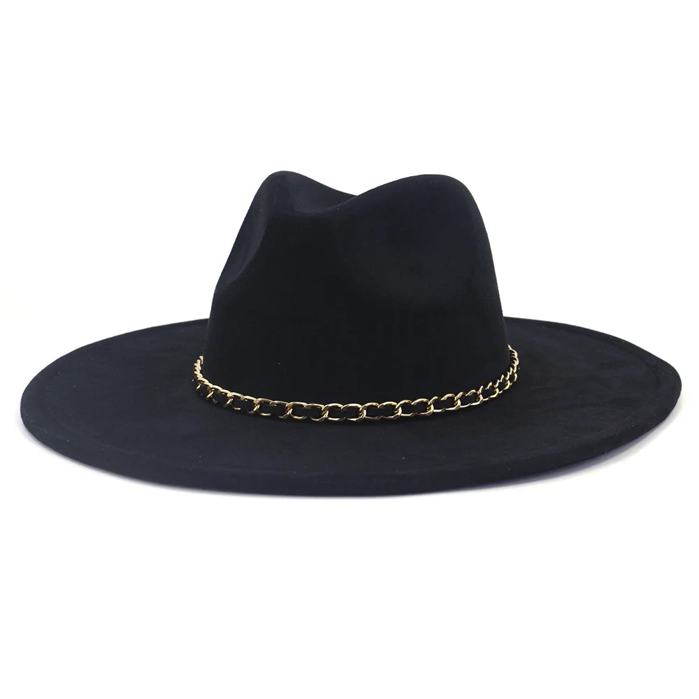 Top Hat with Accessories Sold Color Fedora Hat Wholesale Men Women's Gentleman Hat Wool Felt Luxury Large Brim Suede Unisex
