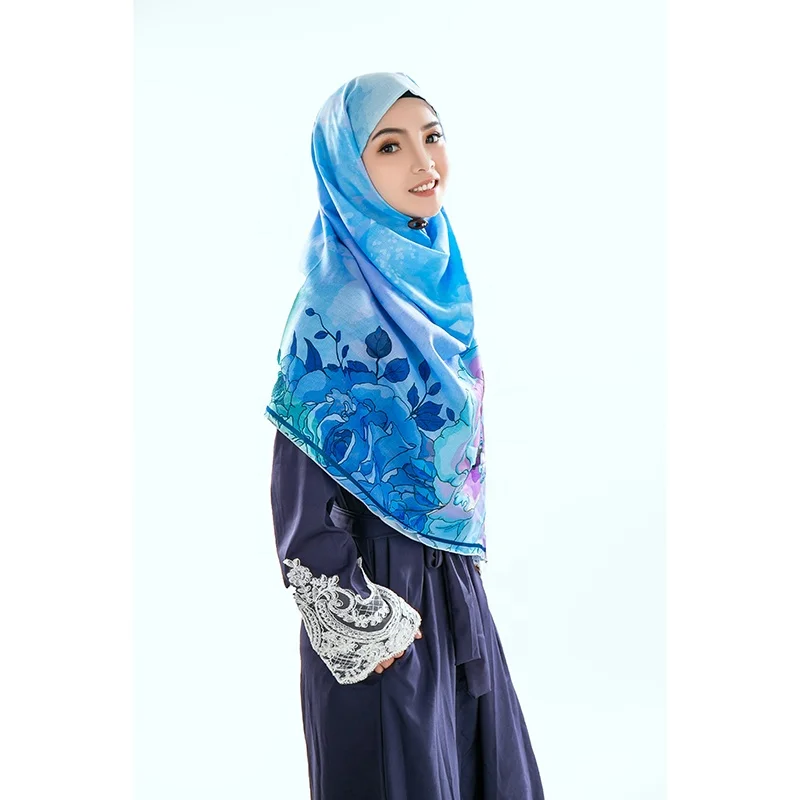Wholesale Custom Fashion Lady Muslim Voile Scarf Hijab Printed