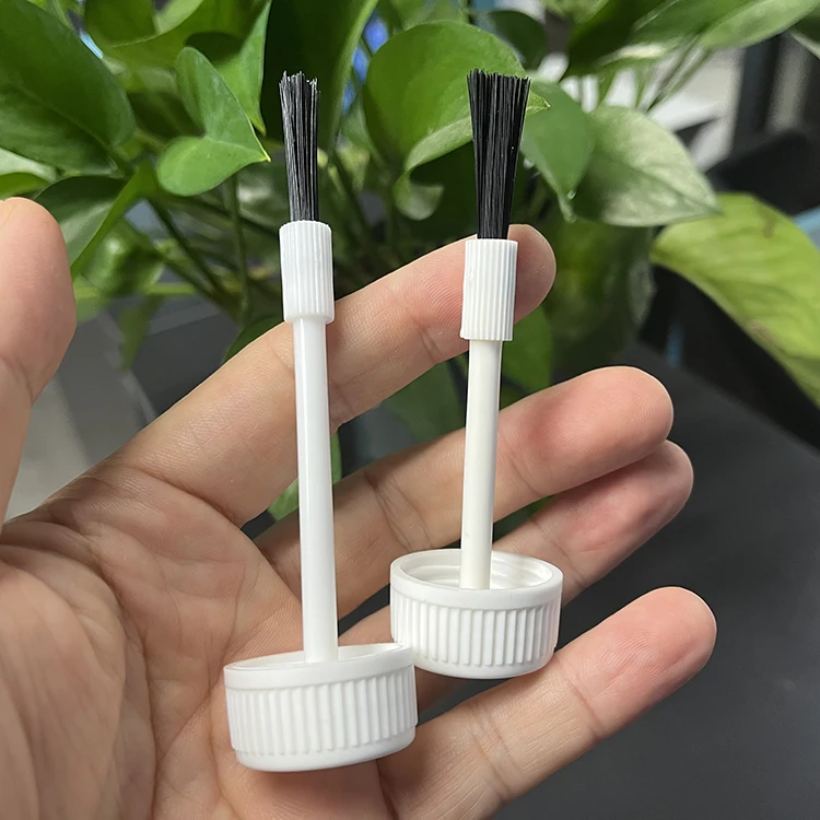 Free sample white plastic lid cap with brush applicator for painting gel oil glue 24mm
