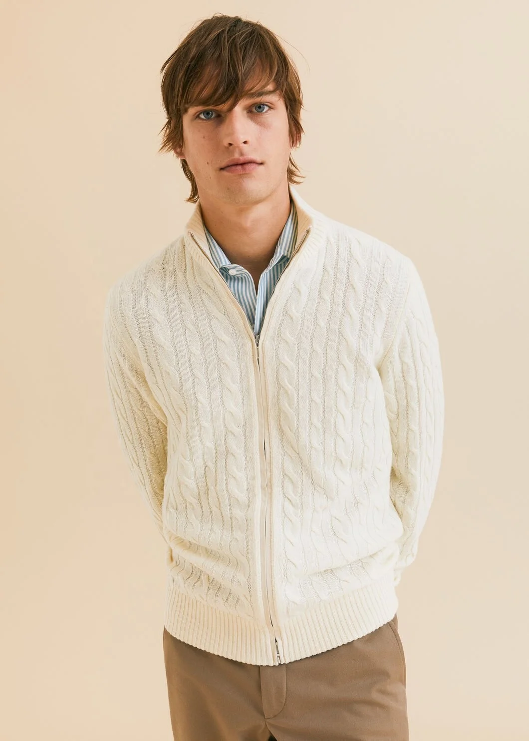 Ribbed Casual Jacket Cashmere Plus Size Custom Cardigan Cashmere Knit Men Sweater Zipper Manufacturer Quality Soft 100% Pure