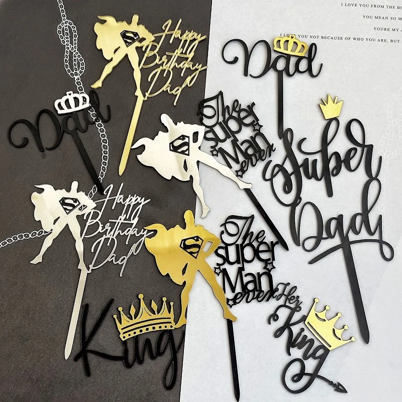 New arrival Dad King happy fathers day cake topper for cake decorations party supply