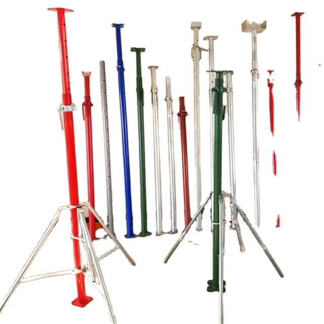 Powder coated shoring steel prop 48/60mm adjustable height prop for scaffolding platform