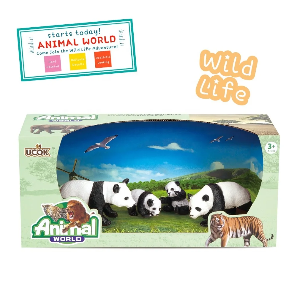 
Panda Family Animal Playset 4-piece 3-5 inch playset Gift for toddler 