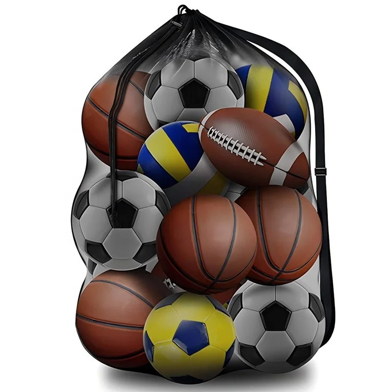 Training Equipment Custom Logo Large Capacity Heavy Duty Mesh Drawstring Sports Ball Bag For Football Basketball Volleyball