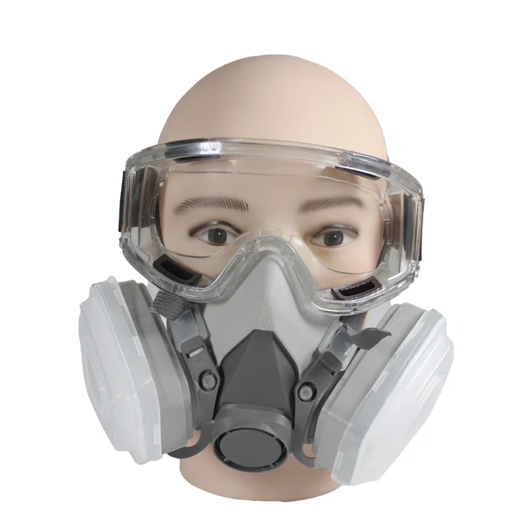 Rescue Emergency workplace safety Respirator Reusable Half Face Cover Gas Mask with Safety Glasses