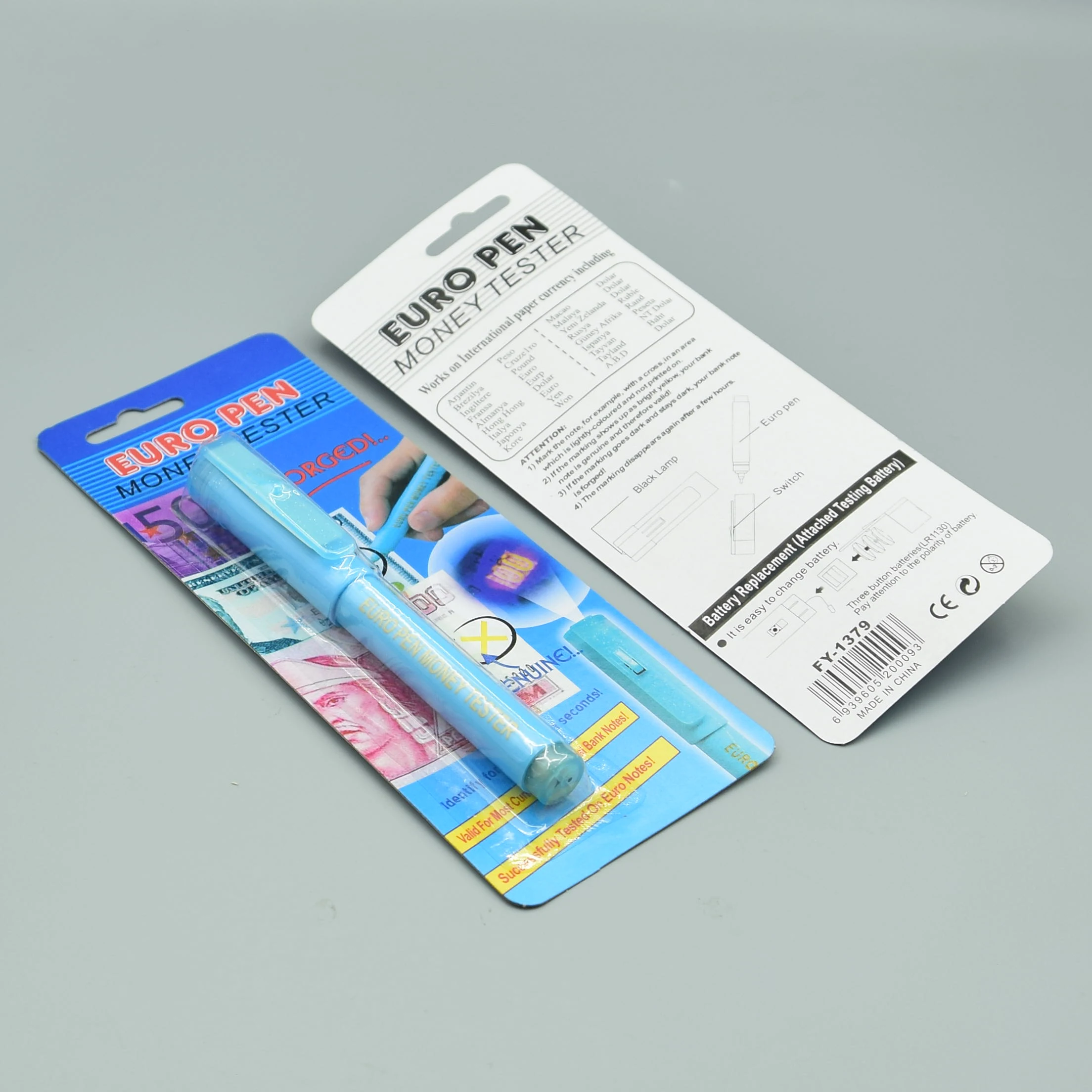 2 in 1 UV Light Euro Dollar Pen Money Tester Money Banknote Detector Pen