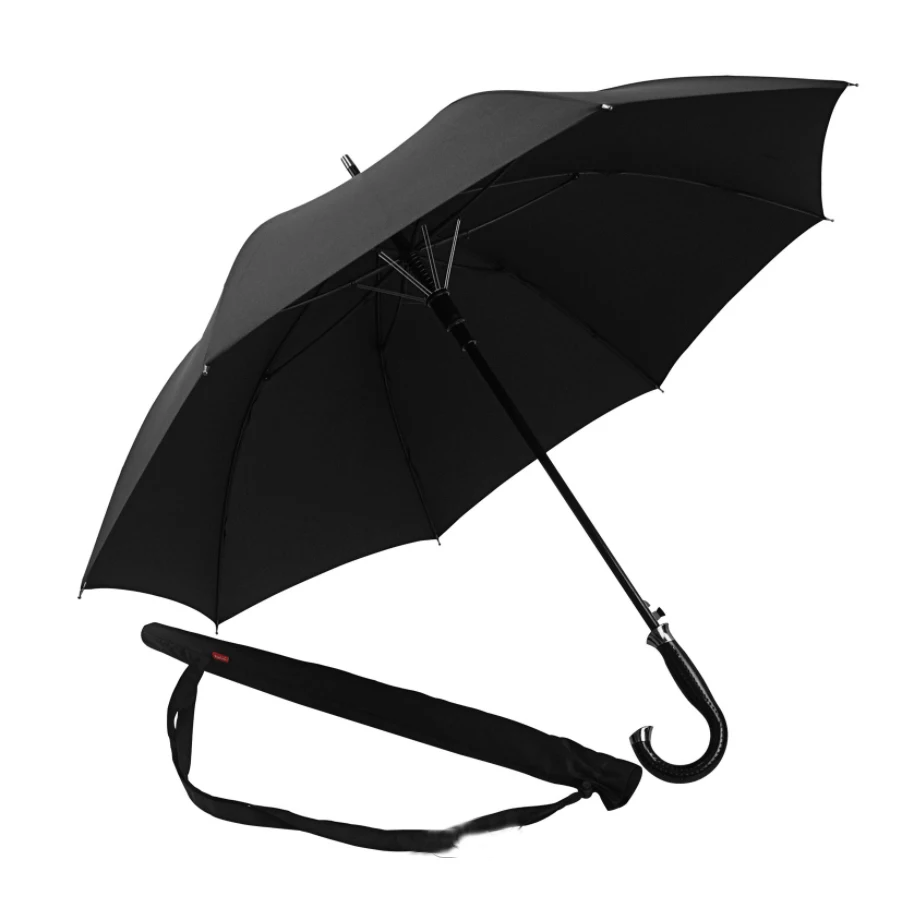 50 inch Pongee 190T Sun Protection Anti-UV black Coating Outdoor Golf Straight Umbrella With Black Curve handle SAOU04