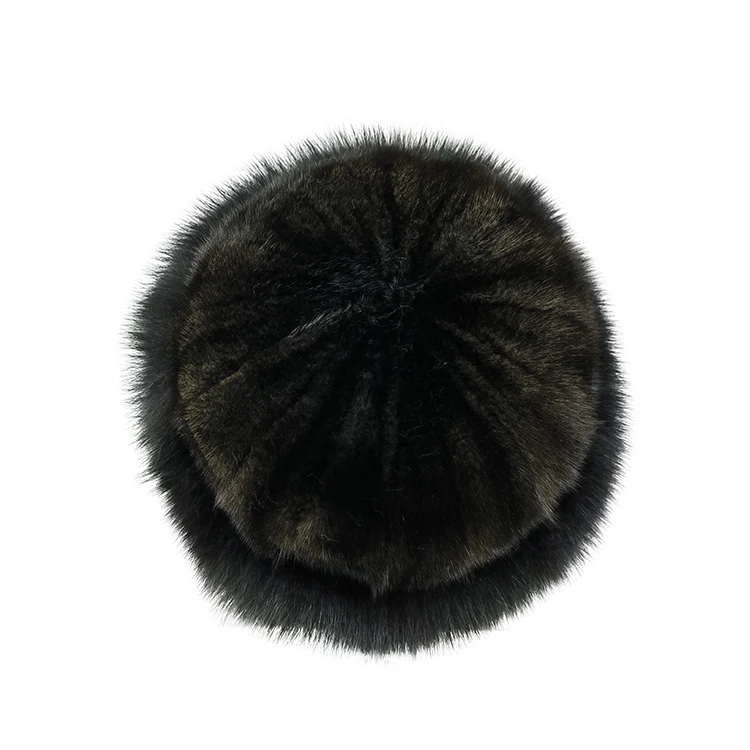 HNFY22-ZOE Lady Mink + fox round trim hat Mink top Fox Fur round