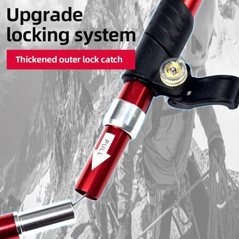 Trekking pole Aluminum alloy folding ultra light ultra short telescopic outdoor walking stick 5