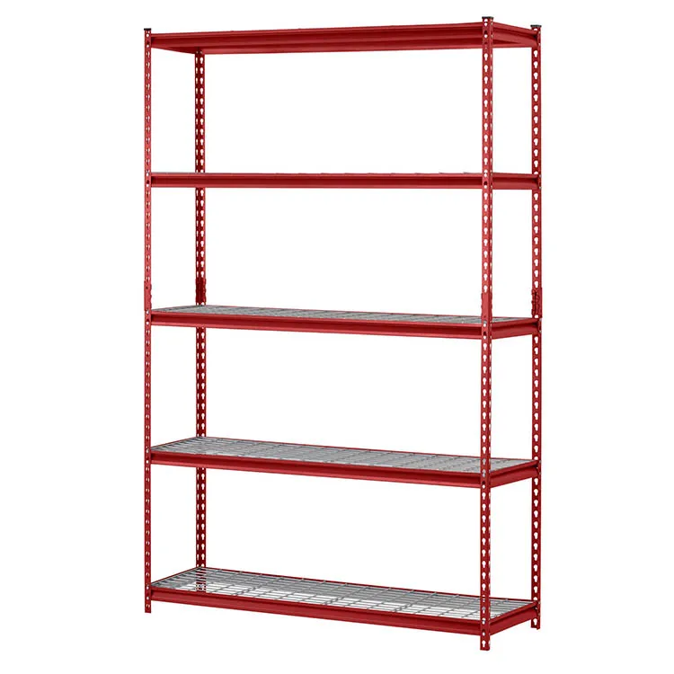 Boltless steel storage rack with 5 adjustable steel wire shelves supports up to 2,500 pounds