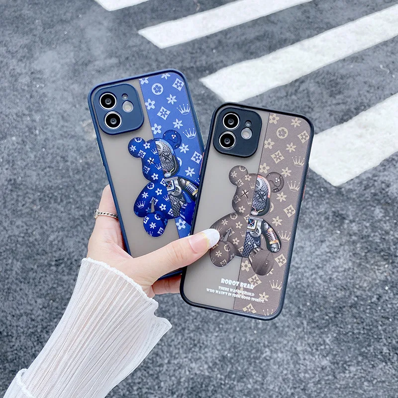 brand mechanical bear case for iphone 14 13 12 11 Pro Max XR X XS 7 8 Plus funny silicone cover
