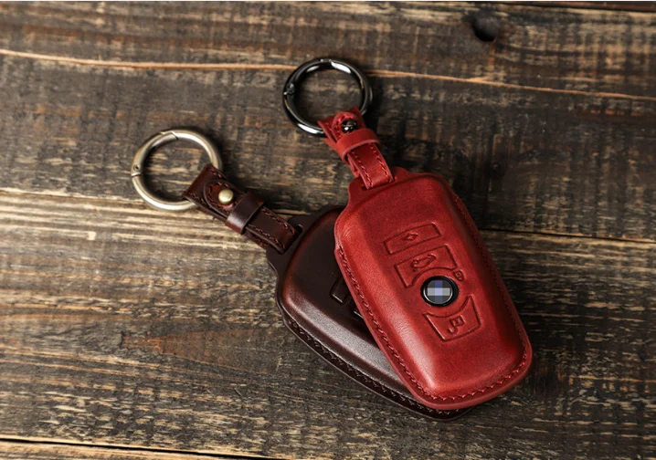Creative England style vintage fashion keychains men women accessories mini protective shell genuine leather car key case