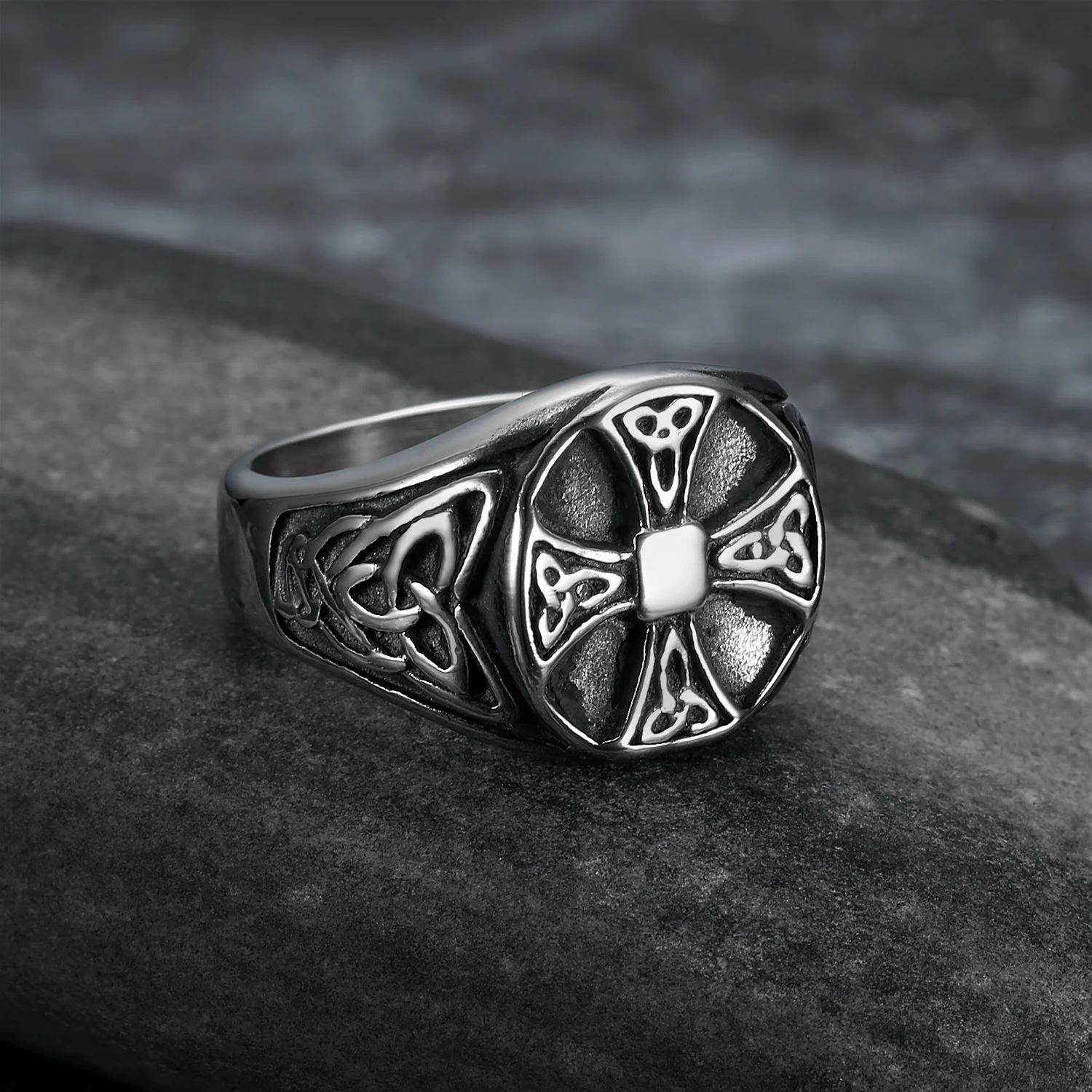 vintage norse Viking Celtic Irish Knots Cross Ring Custom Casting Nordic Jewelry Retro Nordic Viking Cross Signet Rings for Men