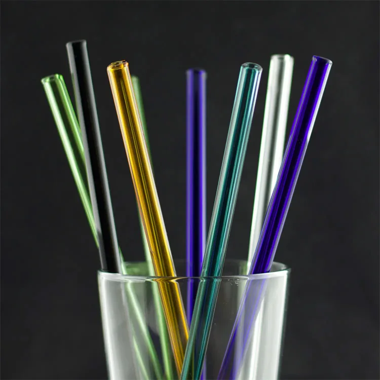 Eco Friendly Reusable Drinking Straw Borosilicate Clear Straight Bent Glass Straw