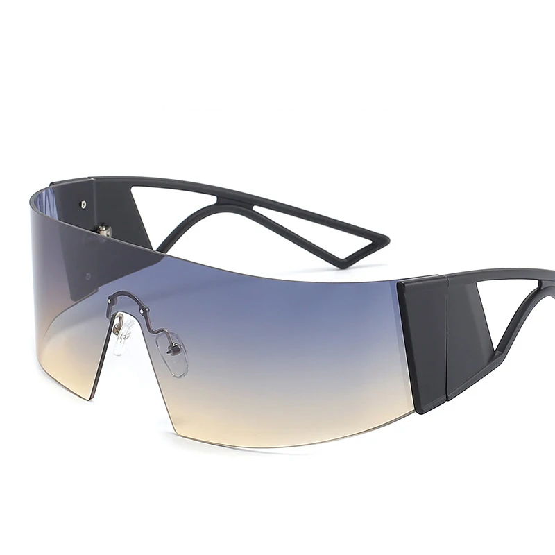 Fuqian New Brand Designer Oversized One Piece Women Sunglasses Riding Contact Lenses Square Ladies Men Sun Glasses River shades