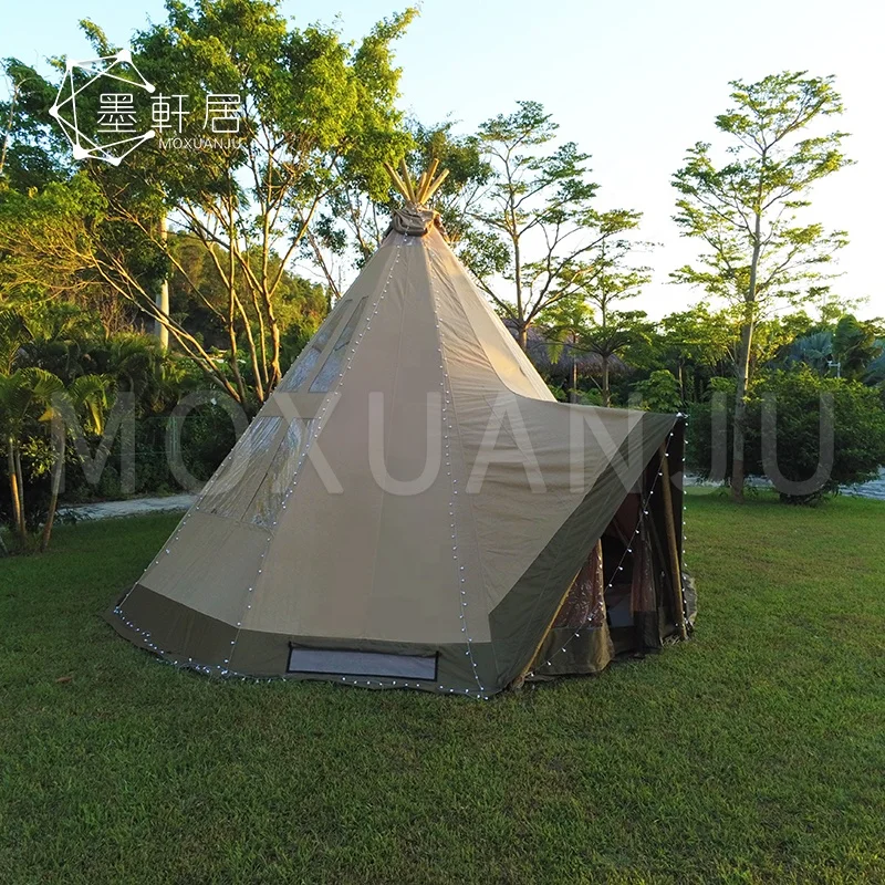 6/12/20 People Outdoor Luxury Canvas Teepee Camping Tipi Event Pyramid Tent