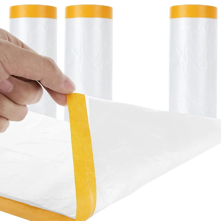 EONBON Automotive Masking Film Roll For Car Surface Plastic Covering Painters Pre-taped Protective Car Masking Film Tape