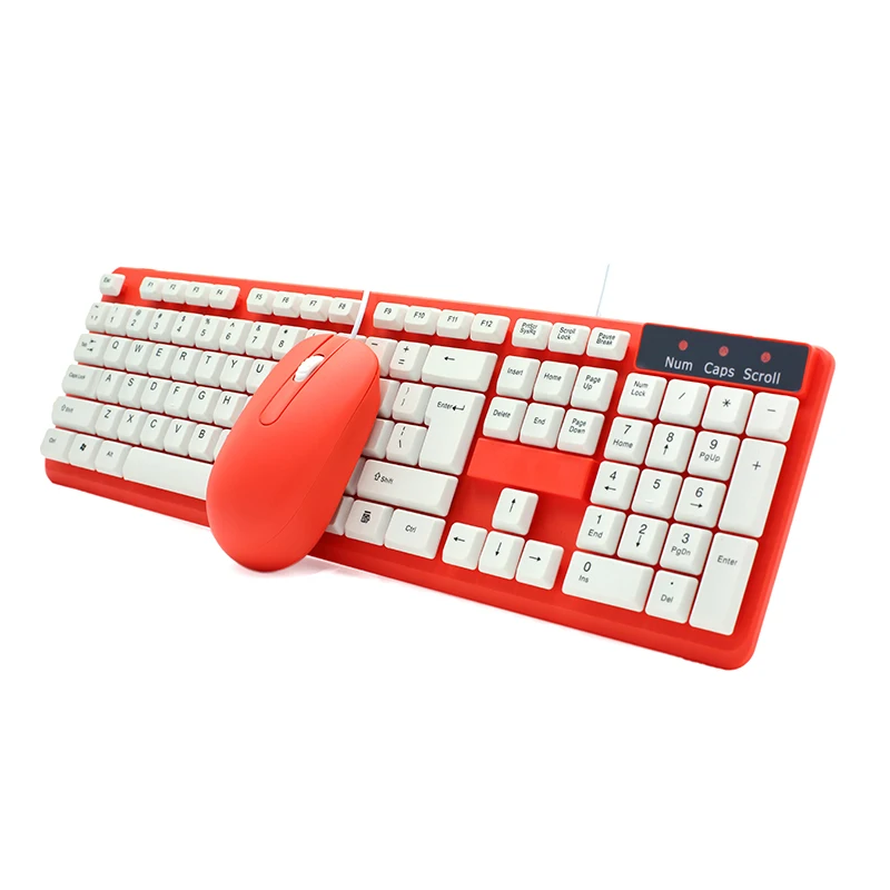 New Trends Beautiful Colors USB office business wired keyboard and mouse kit combo set teclado clavier for PC