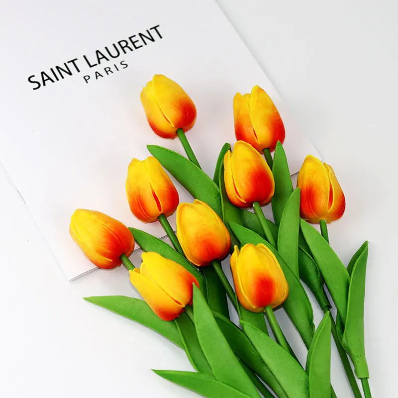 Baby Pink Decorative Flowers Colorful Mini Tulip PU Artificial Real Touch Spring Simulation Cheap Multi Colors