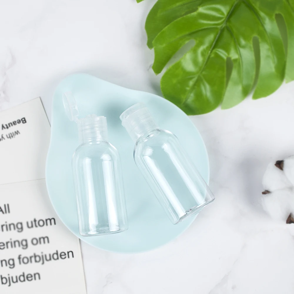 2 oz 4 oz 8 oz clear PET cylinder round glue squeeze empty cosmetic shampoo oil bottled with flip twist pump spray cap