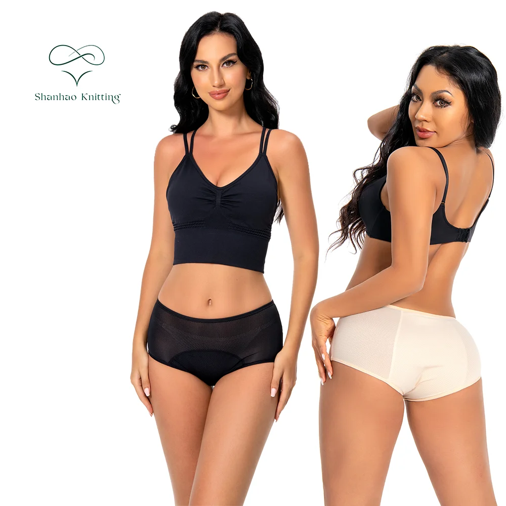 Shanhao OEM Light Flow Plus Size Bragas Menstruales Bamboo Cotton Period Underwear Leakproof Menstrual Panties for Women