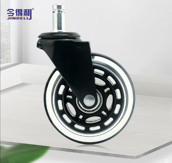 75mm 3 inch PU material mute  rotary caster wheel black