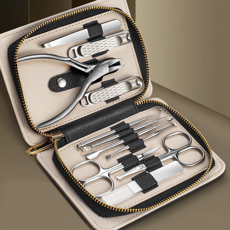 Premium Portable Travel Case Luxury Gifts 9 piece Magnet Case Manicure Set Nail Kit For Him