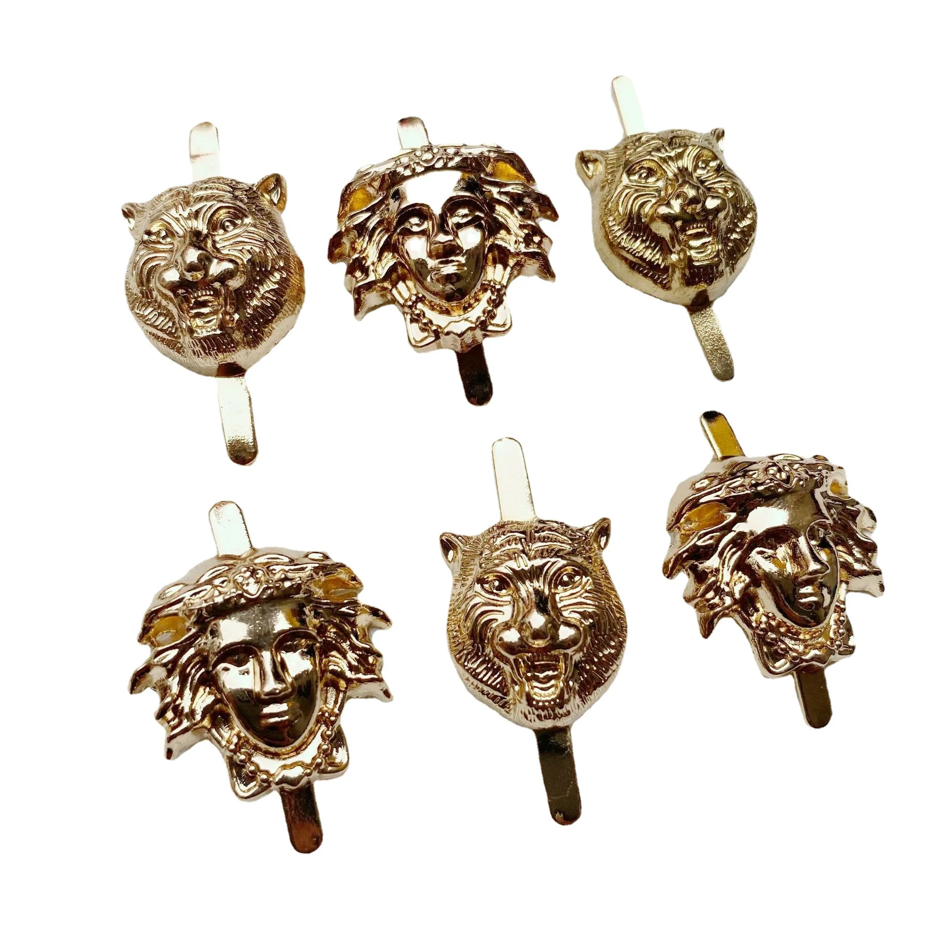 Custom hardware accessory animals lion tiger men and womens head alloy plate Logo for bags clothing shoes furniture and devices