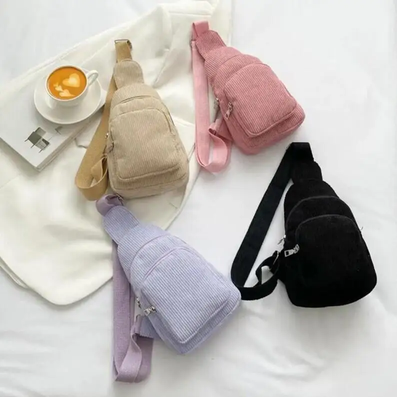 Wholesale Corduroy Crossbody Bag Sling Bag for Women Velvet Corduroy Shoulder Bag Mini Corduroy Purse DMA32086