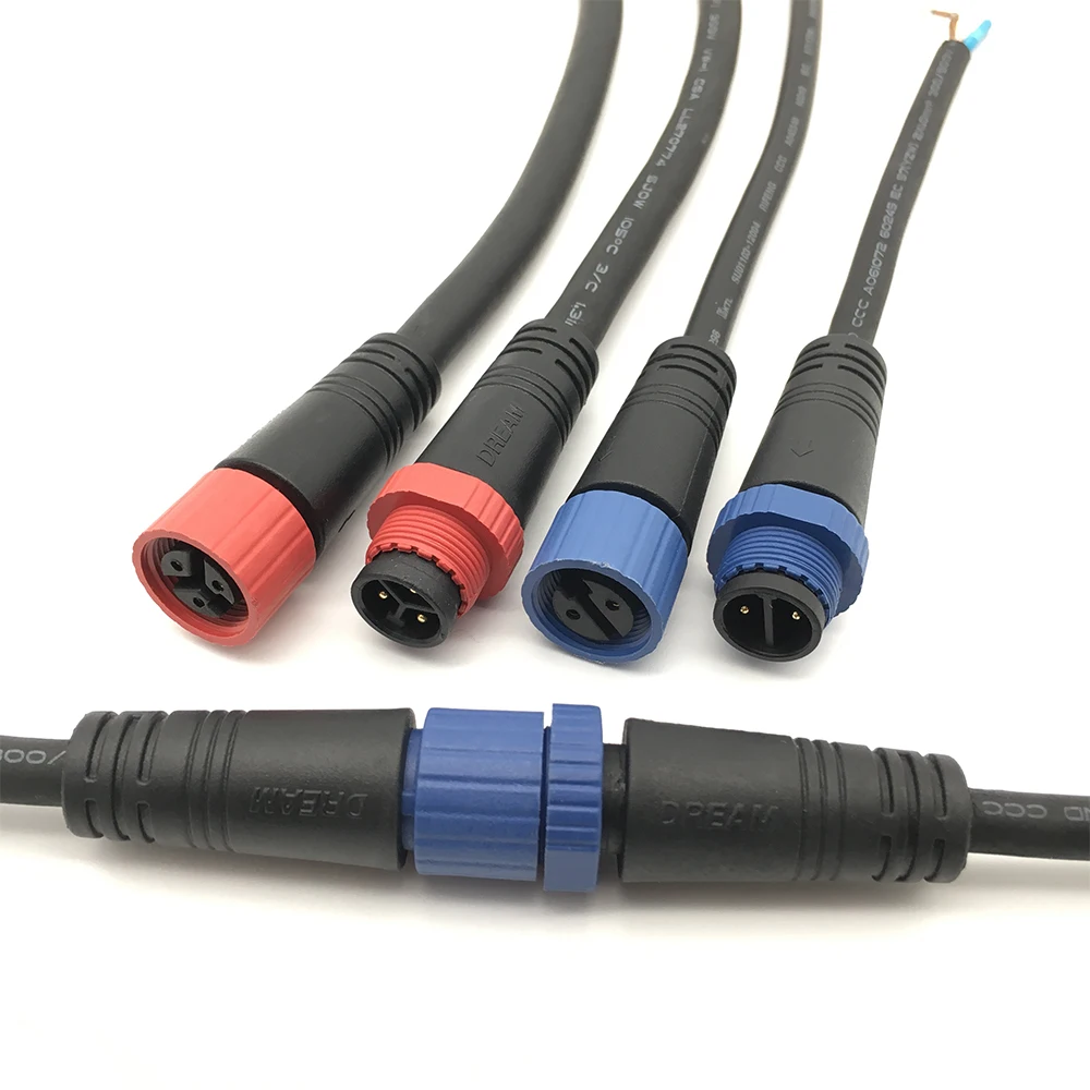 Waterproof AC/ DC Power Male or Female Watertight CE UL Approved Plugs 2Pin 2 Way Waterproof Cable Connector