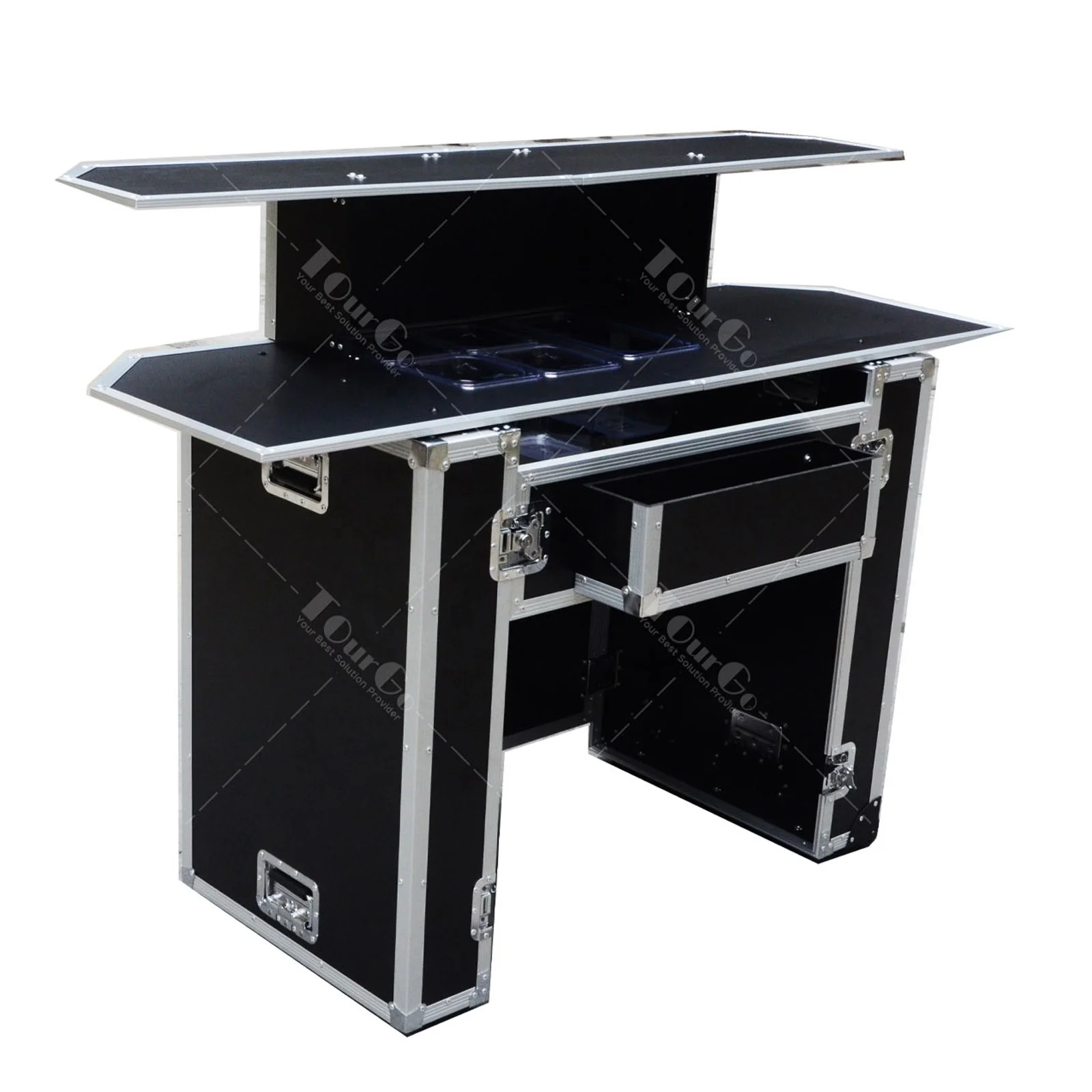 PS Custom Mobile Bar Counter Table Flight Road Case with Aluminum and Plywood Material