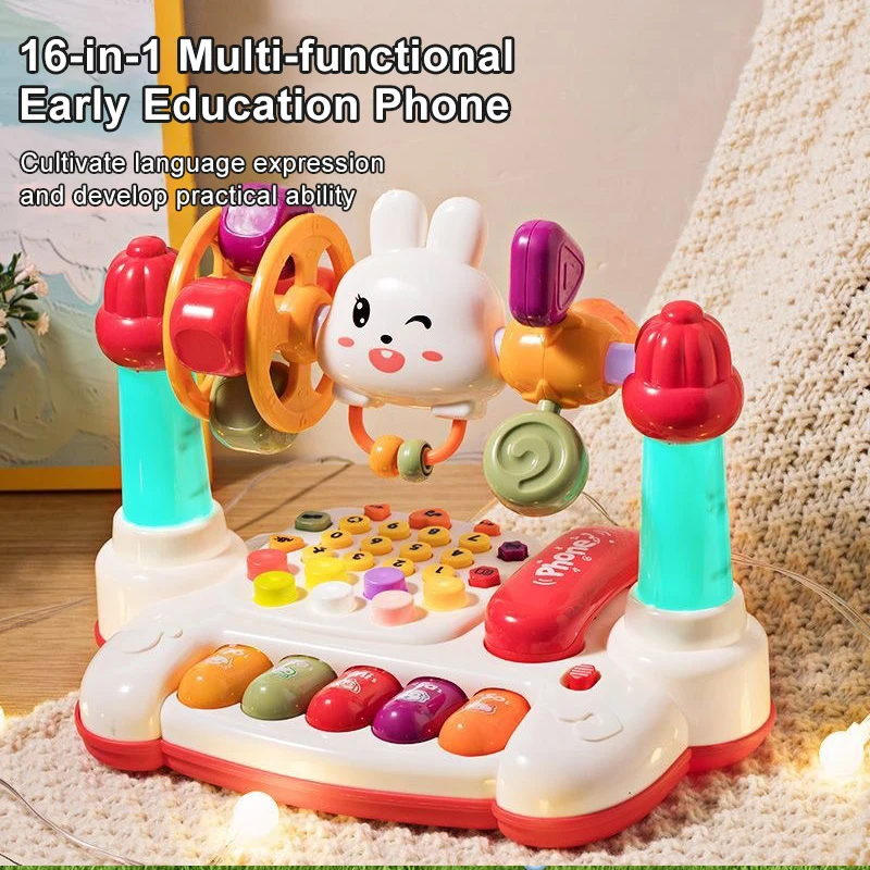 BGL kid early educational multifunctional story machine baby telephone piano phone musical toy with lights