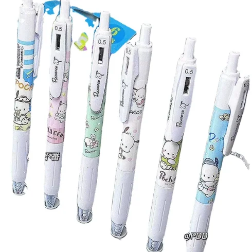6 pieces pack Pacha dog press neutral pen set Japanese cute cartoon Sanrio limits ins high appearance level black pen