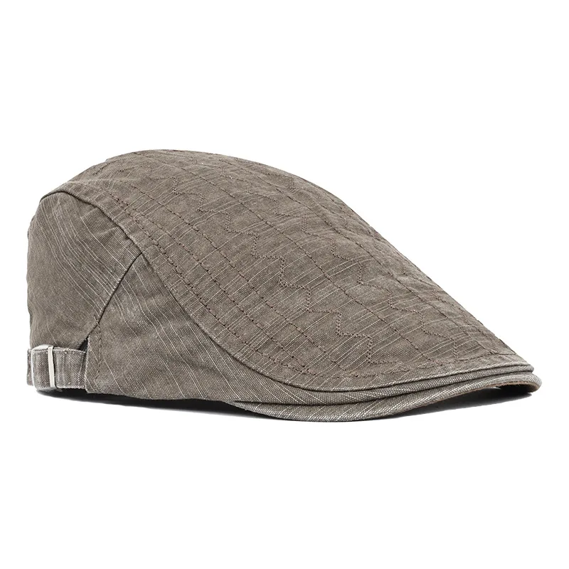 Spring Summer Beret Hat For Men Solid Black Gray Cotton Flat Peaked Herringbone Cap Women Outdoor Sun Ivy Hat Retro Newsboy Cap
