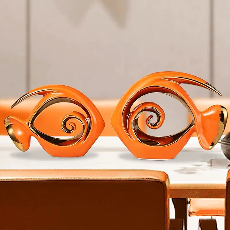 Modern Nordic Luxury Porcelain Ornaments Home Decor Creative unique fish couples shape crafts wedding ceramic home decoration