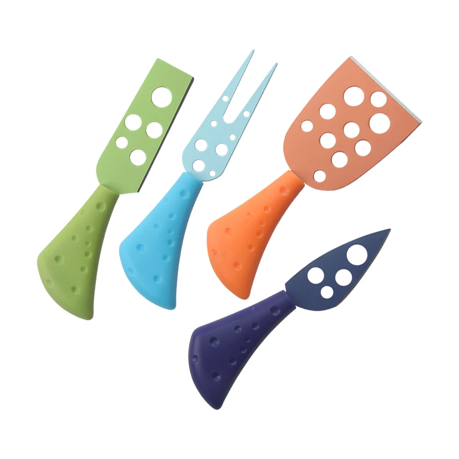 Hot Sale Colorful Stainless Steel Cheese Knife Butter Tools Fork Knife Slicer with PP Handle