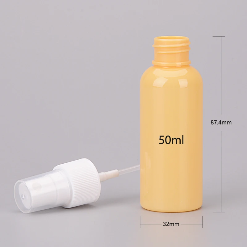 2oz 50ml Wholesale Colorful Empty Plastic Spray Bottle Cosmetic Skin Care Mini PET Bottle with Spray Pump Customized Labeling