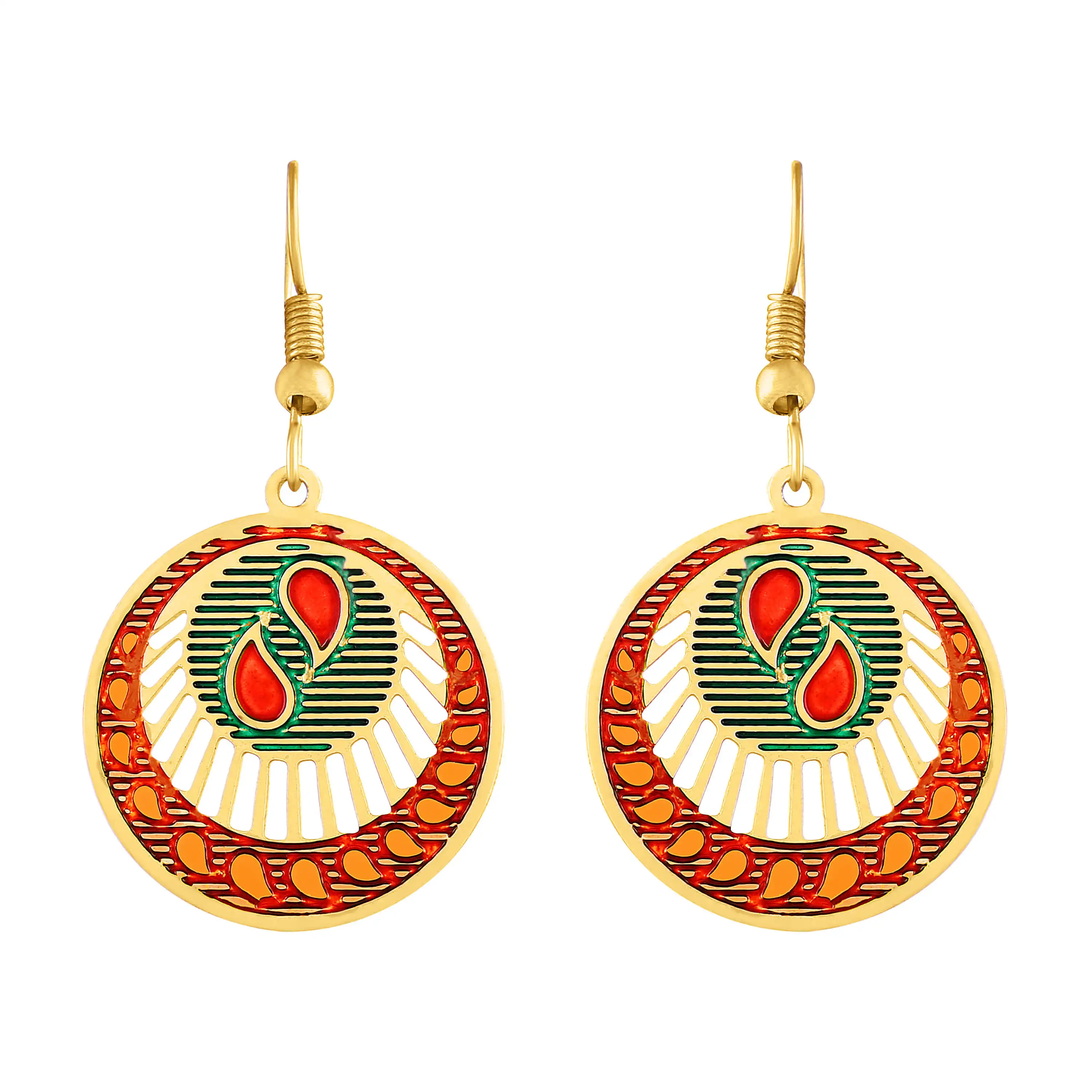 
Trendy Fashion Gold plated filigree design chandbali shape stone earring for women 