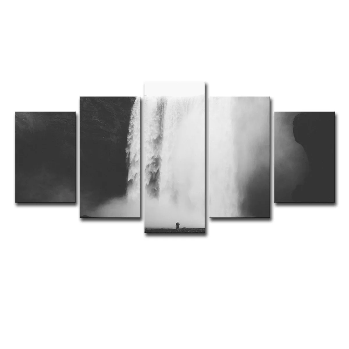 5-Panel Landscape Canvas Painting Modern New Scenery Pictures Printed Pictures Home Decor Wall Art Waterfall Landscape Painting
