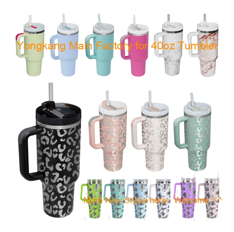 2023 Леопардовый принт h2.0 20oz 30oz 40oz приключение Flowstate Quencher Tumbler дорожная кружка Tumbler с ручкой и соломинкой