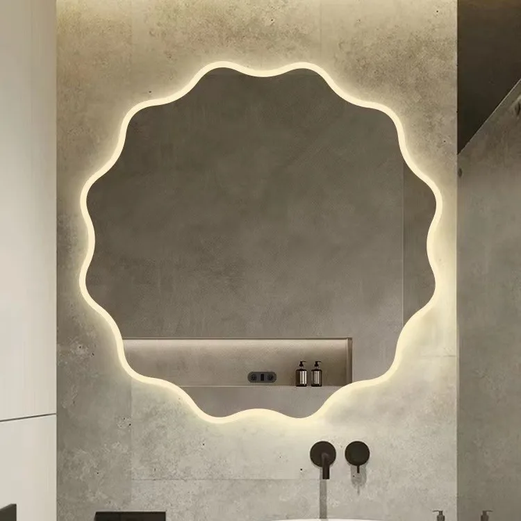 Top quality Factoryhot sales hotel HD bathroom mirror led Anti-fog mirror Touch screen light polygonal smart vanity mirror