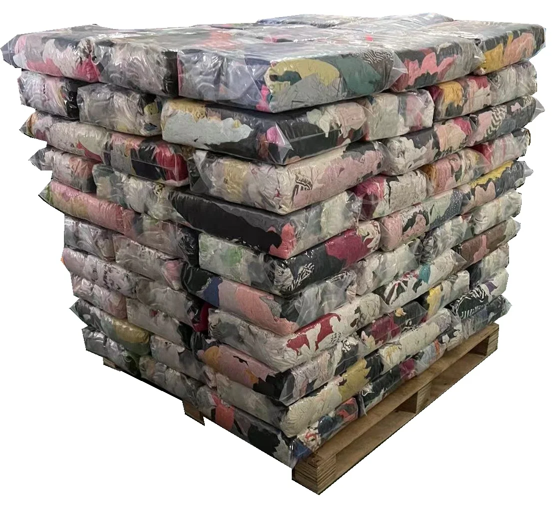 Wholesale mix color textile waste t shirt cloth rag for industrial use 5KG 10KG 25KG 100KG bales cut rags