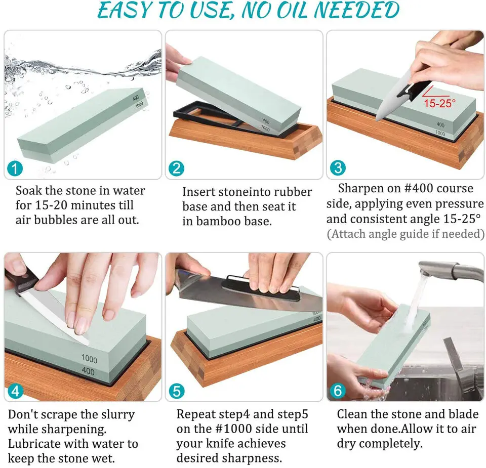 Whetstone Sharpening Stone Set 400/1000 3000/8000 Grit Knife Sharpener with Holder Abrasive Tools Category