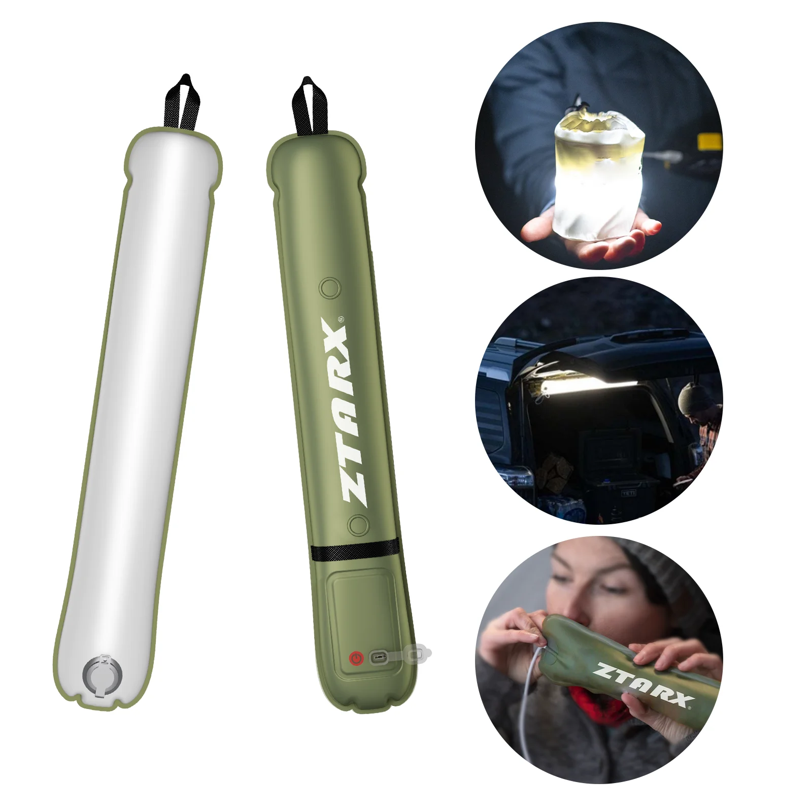 New Inflatable Outdoor Led Lantern Light With Hanging Hook Lightbulb Collapsible Built-in Wireless Battery Camping Lights