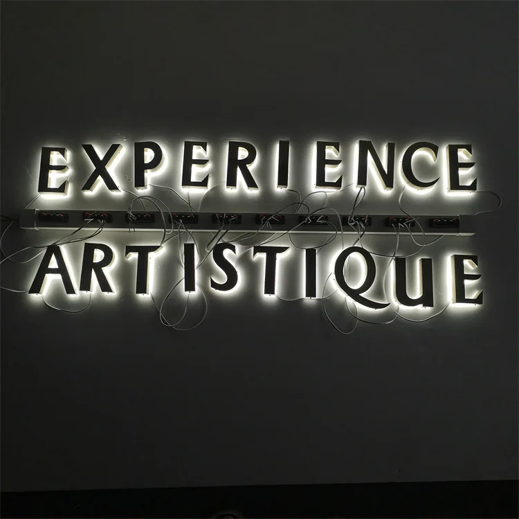 Outdoor wall led light 3d backlit logo sign custom led stainless steel 3d letters gold  mirror  3d backlit logo sign for shopfro for store