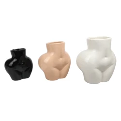 K&B mini body shape boho indoor ceramic vase female butt planter small body vase